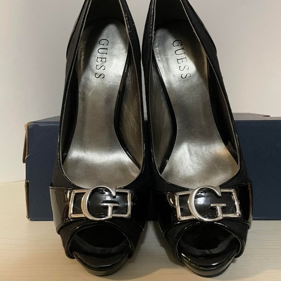 Guess Peep Toe Heels in Black Size 7 - Picture 2 of 2